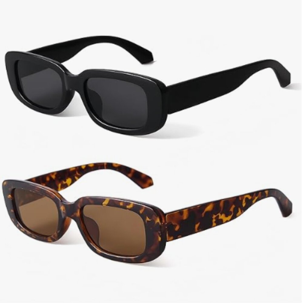 BUTABY Retro Rectangle Sunglasses for Women, 90’s Vintage, UV400 Protection.